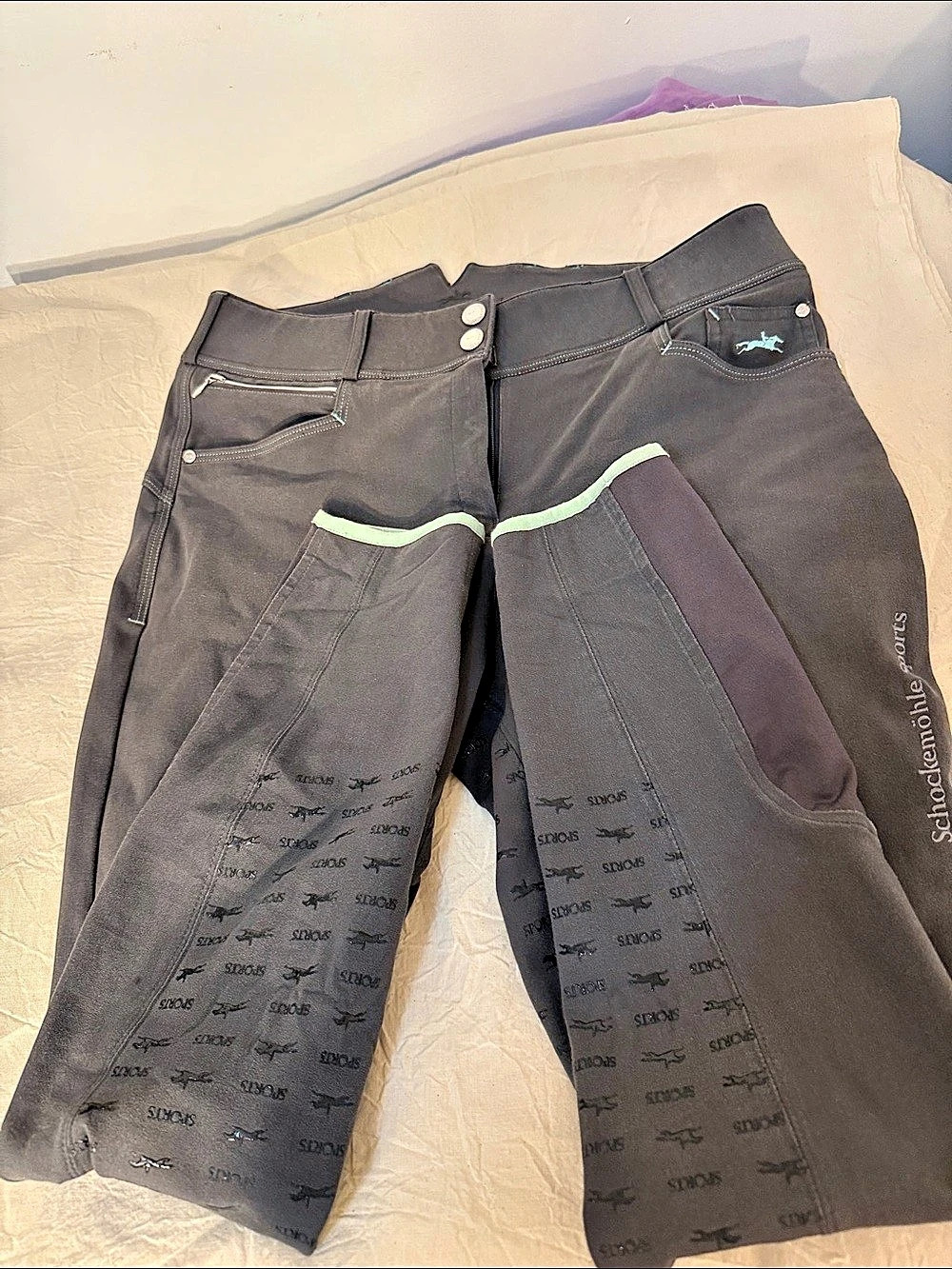 Schockemöhle Sports Equinox Equestrian Riding Pants Gray & Purple Size XS